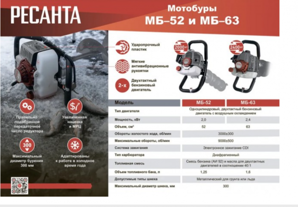 Мотобур Ресанта МБ-52